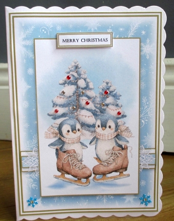 5X7 Skating Penguin Fun  by Johanna Lambert