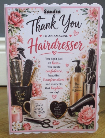 Hairdresser Thank You A4 Portrait Topper by Johanna Lambert