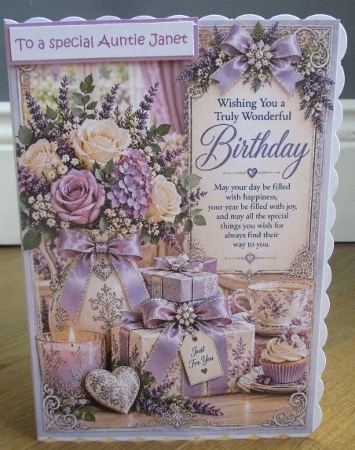 Lavender Dreams Birthday  A4 Portrait Card Topper by Johanna Lambert