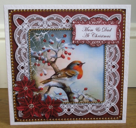 Red Robin Mum & Dad at Christmas 8in Sentiment Topper by Johanna Lambert