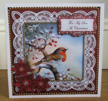 Red Robin Son at Christmas 8in Sentiment Topper by Johanna Lambert