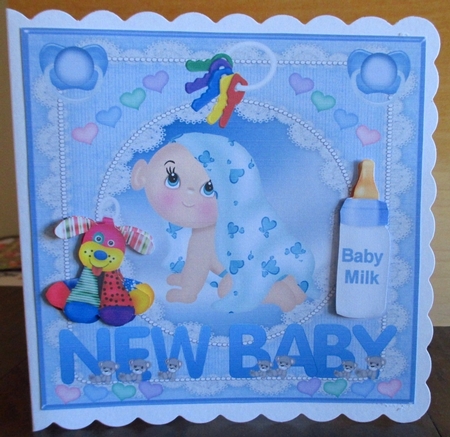 New Baby Boy 8x8ins Topper by Johanna Lambert