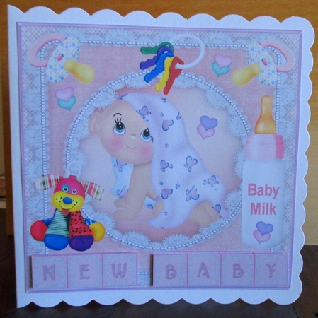 Baby Girl Pink Decoupage Topper by Johanna Lambert