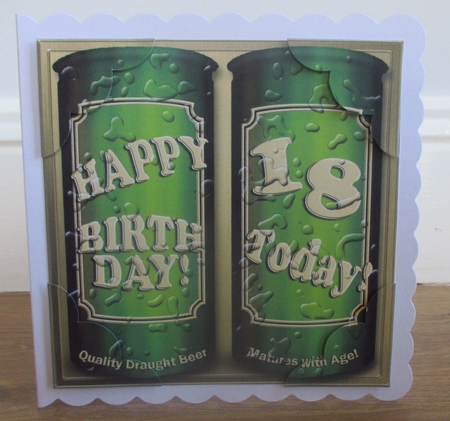 8 x 8 18th Birthday Beer Cans Scalloped Corner Topper by Johanna Lambert