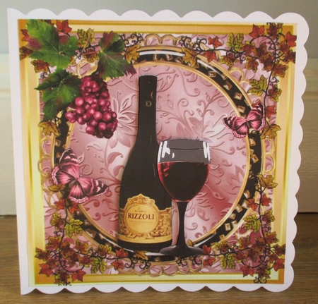 Vintage Wine with Glass & Grapes 8x8 by Johanna Lambert
