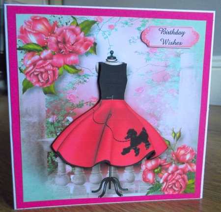 Flared Pink Poodle Dress & Glory Roses by Johanna Lambert