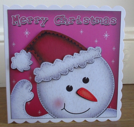 Christmas Snowman 6x6 Fun Novelty Quick Card & 3D Decoupage by Johanna Lambert