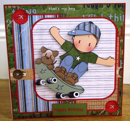 Andy and His Skateboard Card with Decoupage by Johanna Lambert