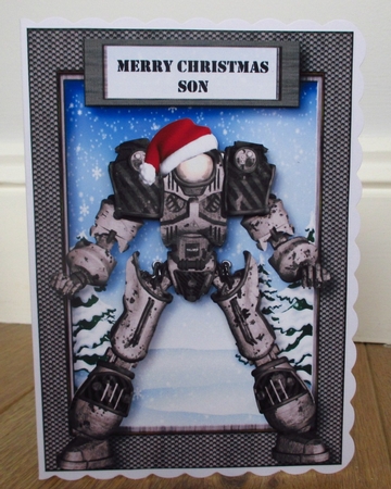 Merry Christmas Puny Human - Gunmetal Robot by Johanna Lambert