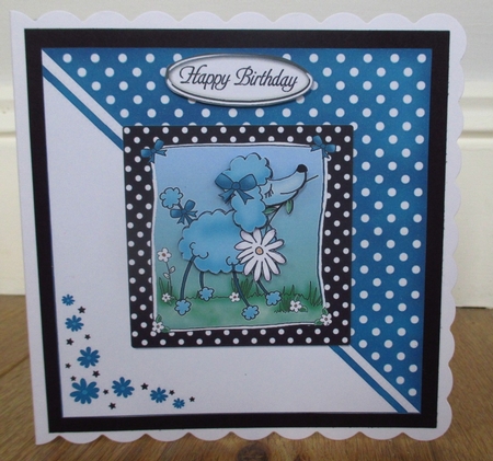 Cute Poodle Quick Card with Decoupage by Johanna Lambert