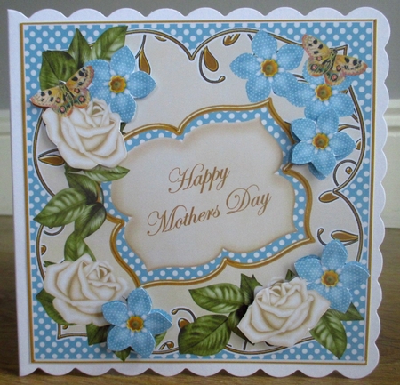 Cream Teal Met Fleur Mothers Day Fancy 7in Deco Topper by Johanna Lambert