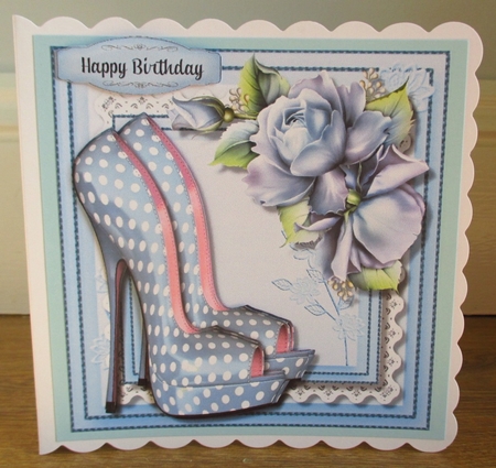 Lovgely Blue Polka Dot Shoes, and Roses . by Johanna Lambert