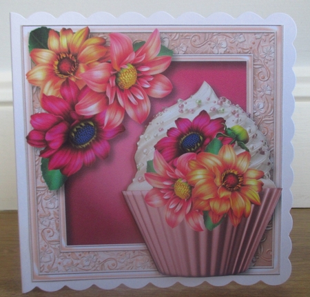 Dahlia Cupcake 8x8 Quick Topper by Johanna Lambert