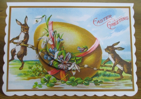 Bunnies with Easter Egg Oval Pyramid by Johanna Lambert