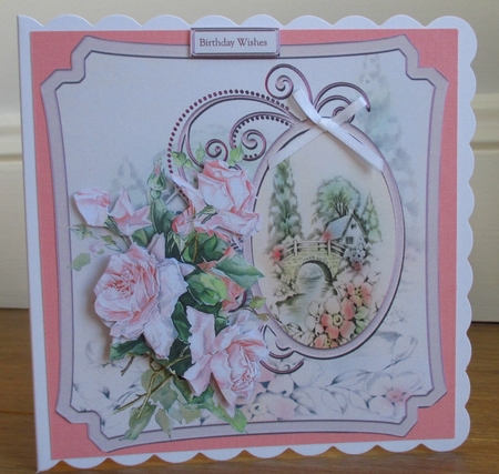 Summer Roses 7x7 Card with Decoupage by Johanna Lambert