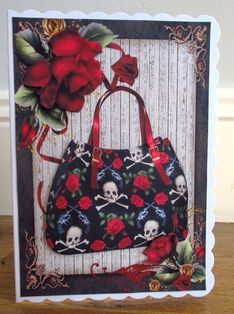 Beautiful Black & Red Roses Handbag by Johanna Lambert
