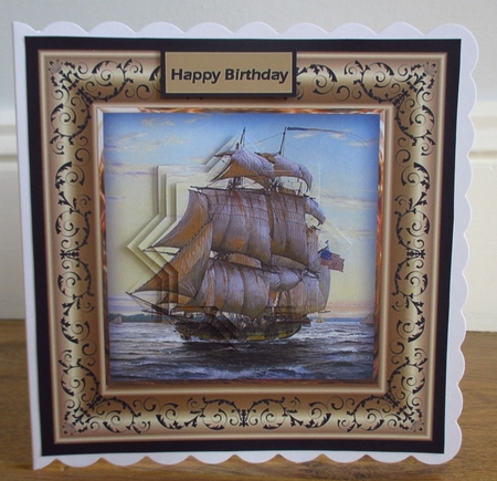 Sailing Ship 6x6 Card with Pyramid Layers by Johanna Lambert