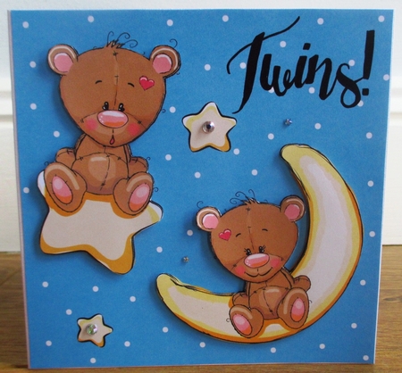 Twins - Bear Card Front / Topper by Johanna Lambert