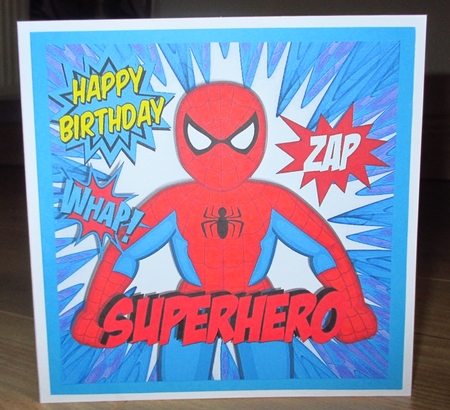 Super Hero, Spiderman, Zap, Whap! (turq) 8x8 by Johanna Lambert