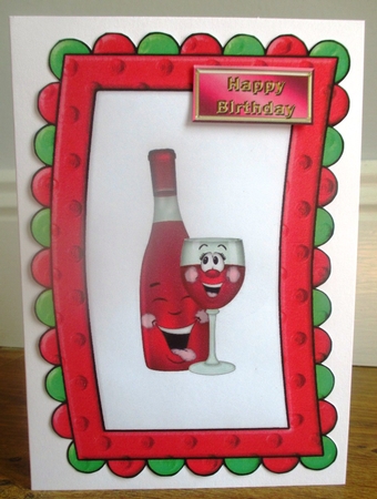 Red Toony Wine & Glasses in Funky Frame A5 Insert Verse by Johanna Lambert