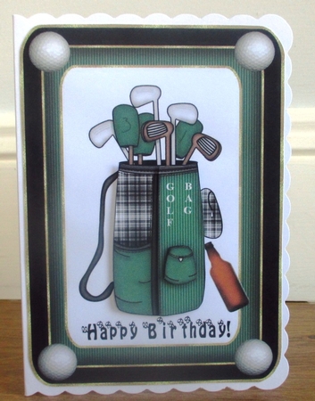 Golf Bag & Clubs Card Topper by Johanna Lambert