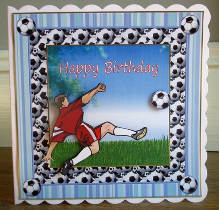 Football Player Birthday Decoupage 7x7ins Topper by Johanna Lambert