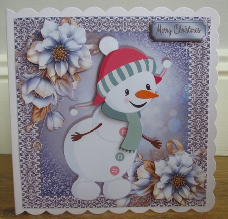 Cute Snowman With Pink Hat 6x6 by Johanna Lambert