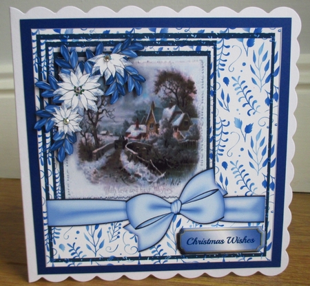 Beautiful  White Poinsettias and Christmas Scene by Johanna Lambert