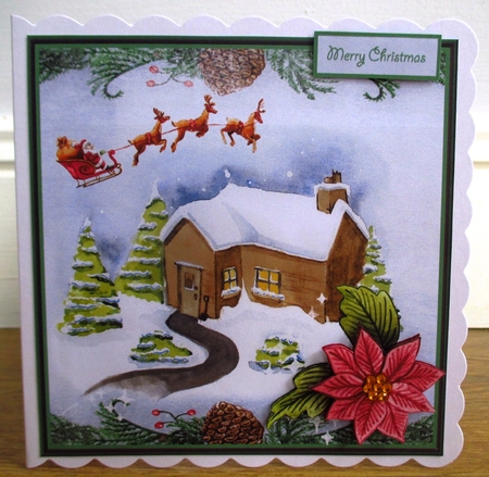 Christmas house and Santa by Johanna Lambert