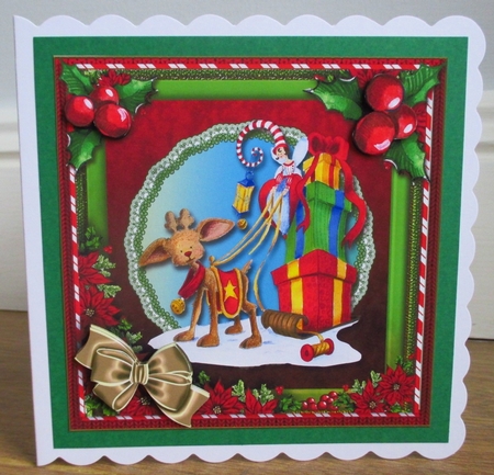 Vintage Christmas card Front Sleigh Ride by Johanna Lambert