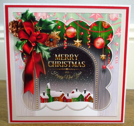 Christmas village 7x7 card by Johanna Lambert