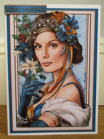 Art Deco Lady Christmas Athena Dark Blue 4 Sheet Mini Kit by Johanna Lambert