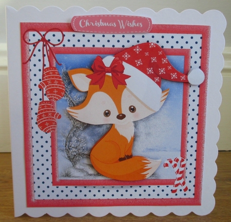 Cute Fox in Red Santa Hat  by Johanna Lambert