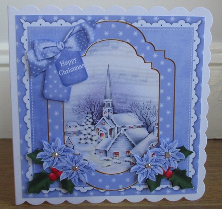 Blue Church Happy Christmas 8x8inch Step by Step by Johanna Lambert