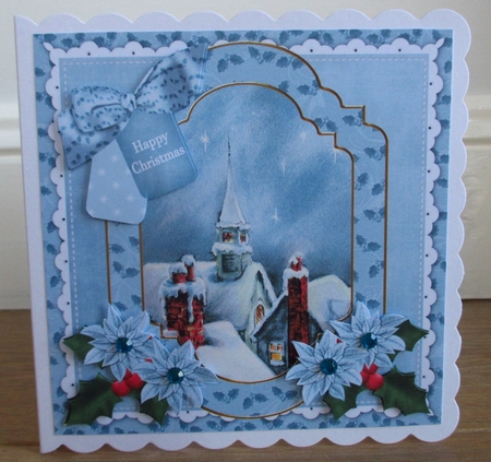Teal Church Happy Christmas 8x8inch Step by Step by Johanna Lambert