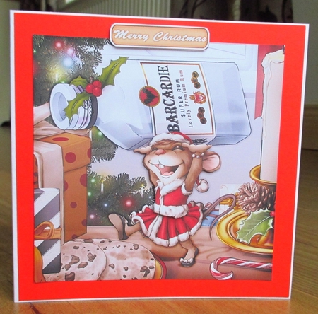 Mrs Christmas Rum Mouse 8x8 Quick Card by Johanna Lambert