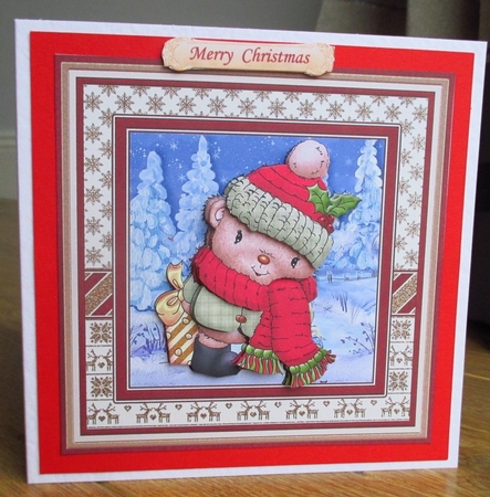 WOOLLY TED Christmas Decoupage & Insert Mini Kit by Johanna Lambert