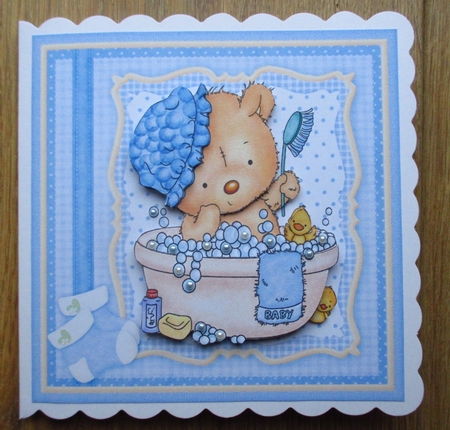 BATH TIME BABY BOY 8x8 Decoupage & Insert Mini Kit by Johanna Lambert