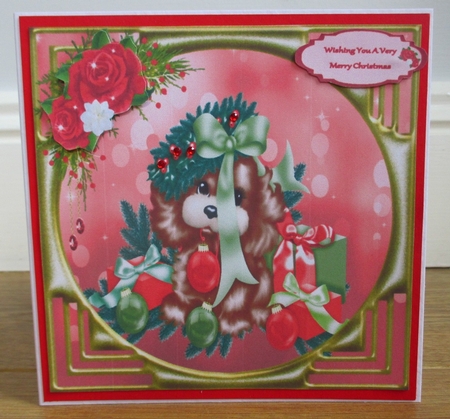 Playful Puppy At Christmas Topper by Johanna Lambert