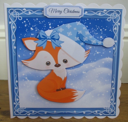 Gorgeous Fox With Blue And White Snowflake Hat by Johanna Lambert
