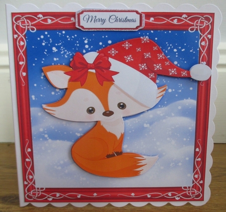 Gorgeous Fox With Red & White Snowflake Hat by Johanna Lambert