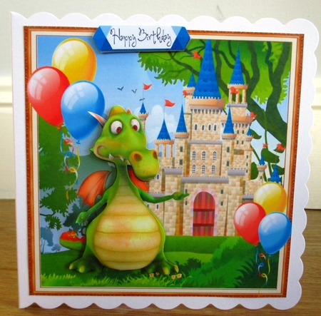 Dragon With His Castle 8x8  by Johanna Lambert