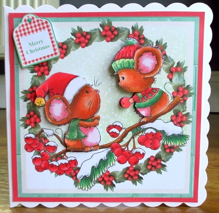 Christmas Catch Holly Mice Mini Kit & Decoupage by Johanna Lambert