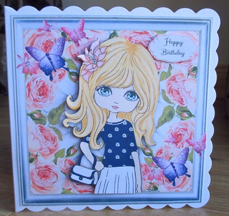 Pretty Girl With Handbag 8x8 by Johanna Lambert