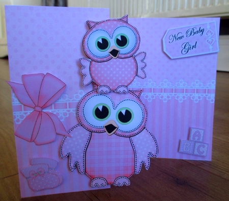 3D Shaped No-Hole Fold Back Mini Kit -   New Baby Girl Little Hoot Owls by Johanna Lambert