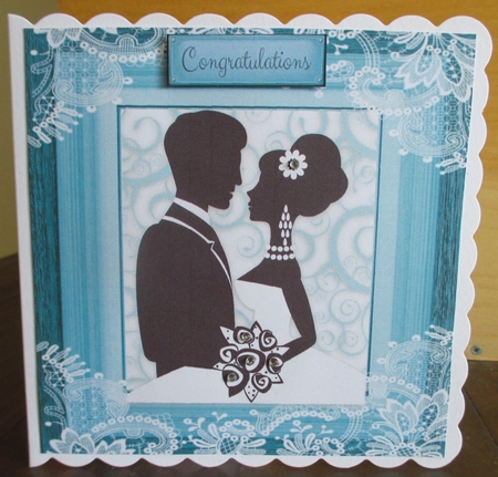The Wedding Couple Aqua 8x8 by Johanna Lambert