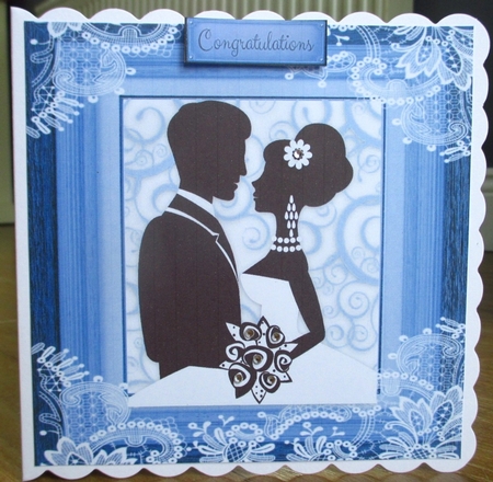 The Wedding Couple Blue 8x8 by Johanna Lambert