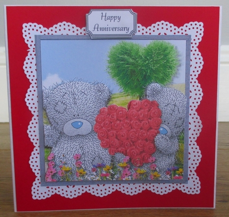 Tatty teddy with heart of roses for various occasions by Johanna Lambert