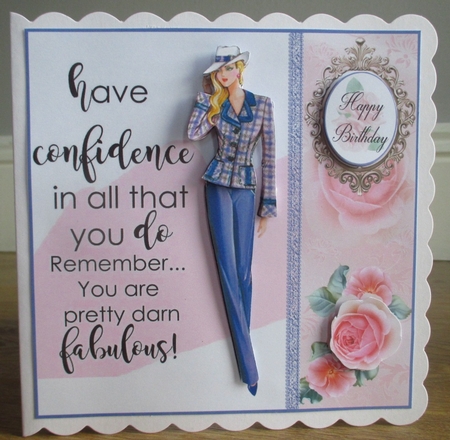 Confidence card front with decoupage by Johanna Lambert