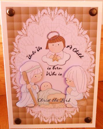 Cute Nativity Card Front with Decoupage by Johanna Lambert